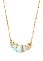 1/10 ct. t.w. Lab Created Diamond and Opal 3 Stone Necklace in 10K Yellow Gold