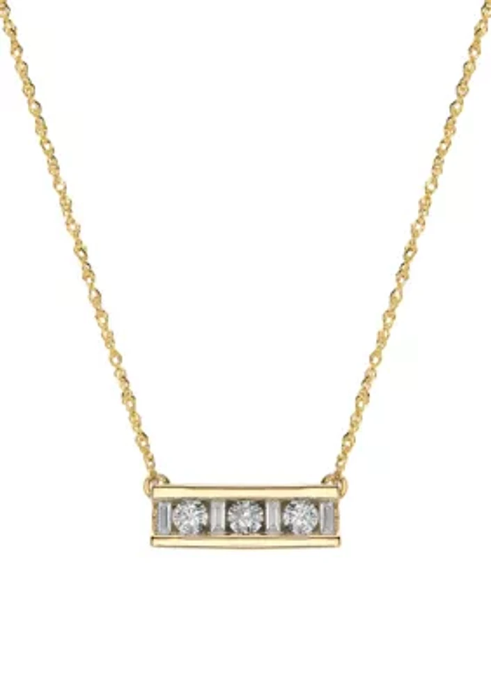 1/4 ct. t.w. Bar Necklace in 10k Yellow Gold