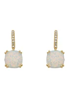 Created Opal and Diamond Earrings in 10k Yellow Gold