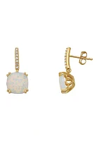 Created Opal and Diamond Earrings in 10k Yellow Gold