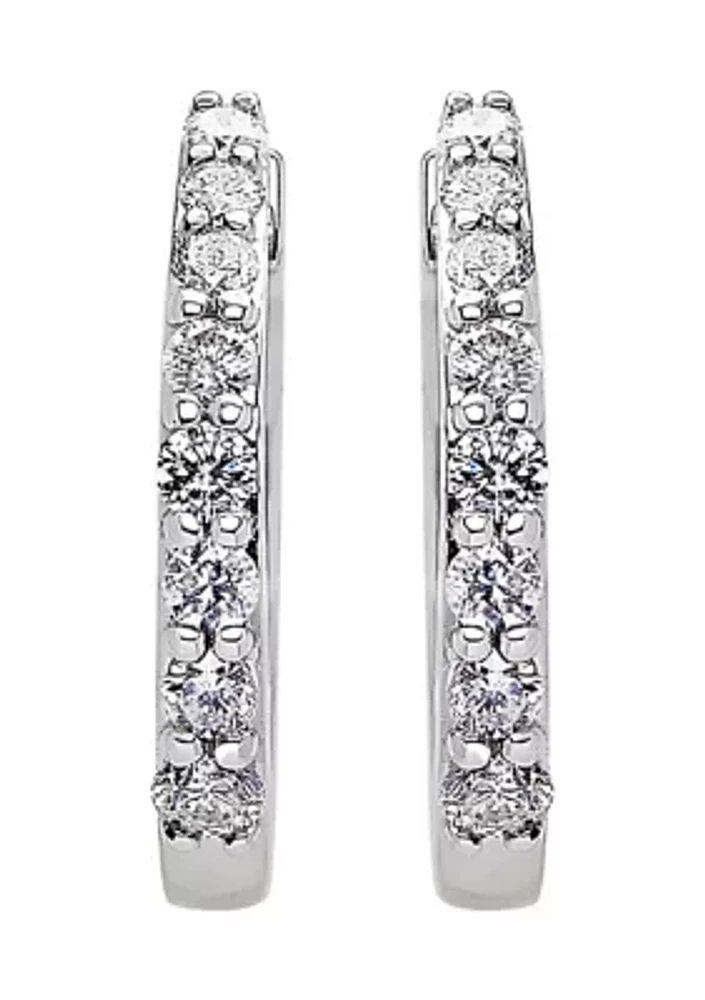 1/3 ct. t.w. Diamond Hoop Earrings in 10k White Gold