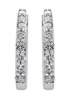 1/3 ct. t.w. Diamond Hoop Earrings in 10k White Gold