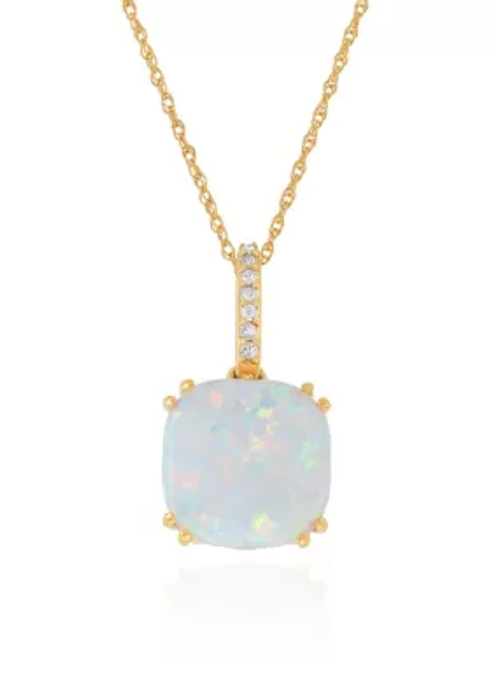 Created Opal Pendant Necklace in 10K Yellow Gold