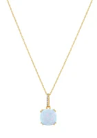 Created Opal Pendant Necklace in 10K Yellow Gold