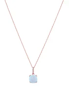 10 Karat Gold Created Opal Diamond Necklace