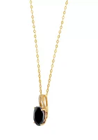 1/10 ct. t.w. Diamond and Onyx Necklace with 18" Rope Chain in 10K Yellow Gold