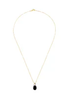 1/10 ct. t.w. Diamond and Onyx Necklace with 18" Rope Chain in 10K Yellow Gold