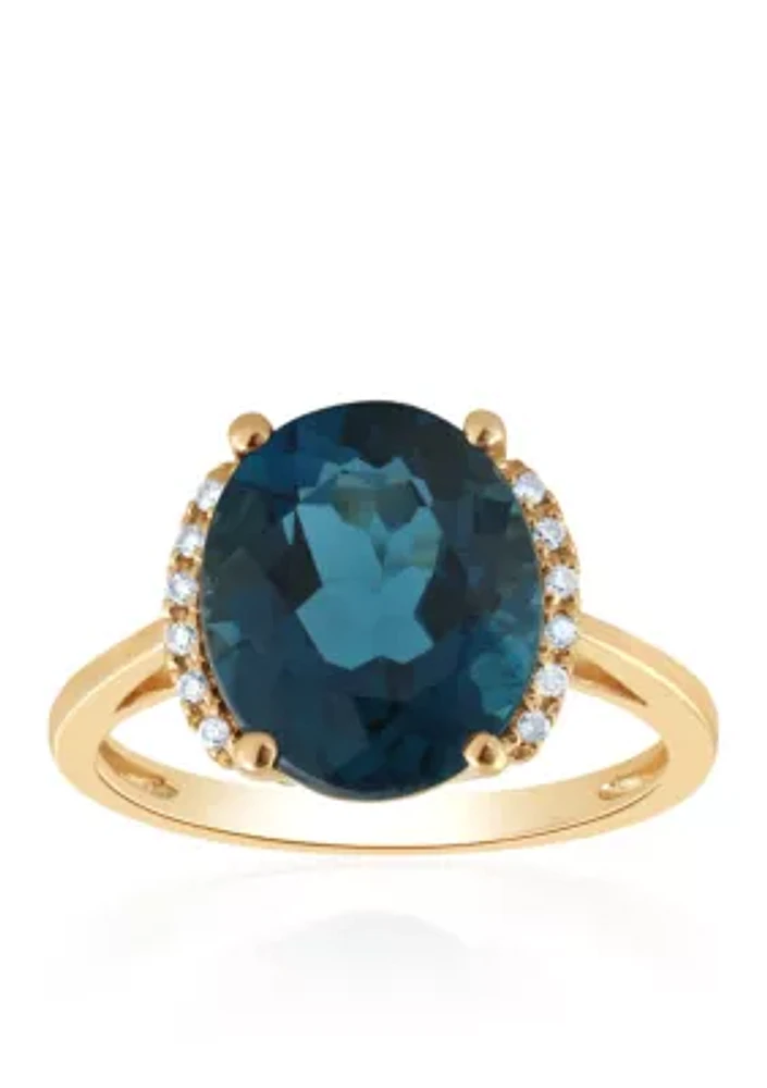 10k London Blue Topaz and Diamond Ring