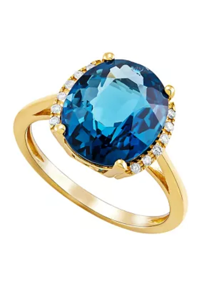 10k London Blue Topaz and Diamond Ring