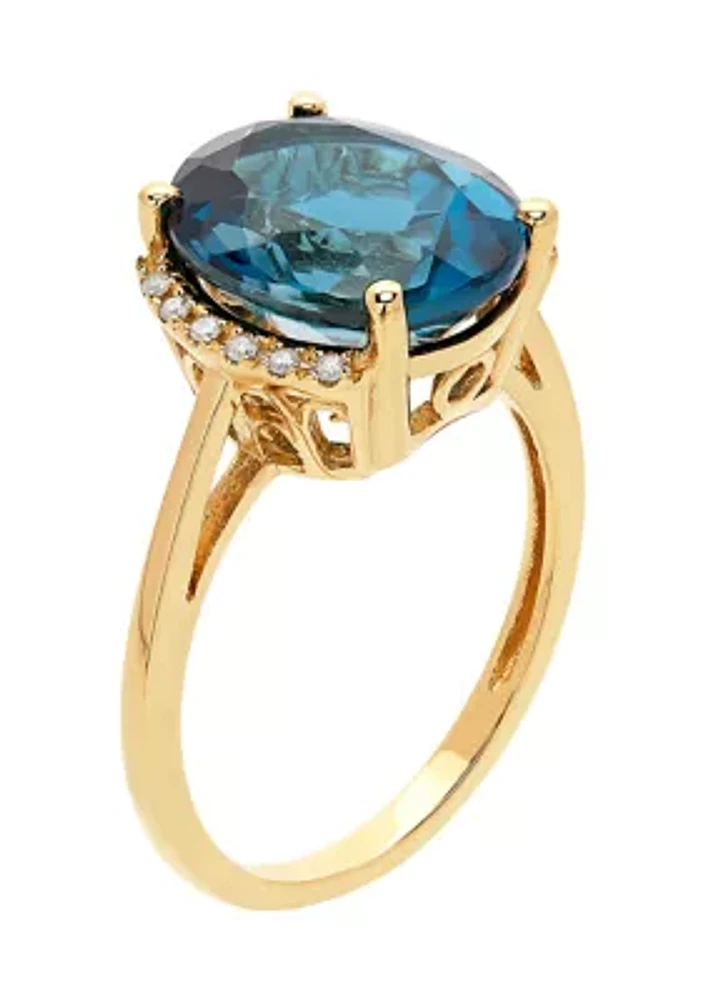 10k London Blue Topaz and Diamond Ring