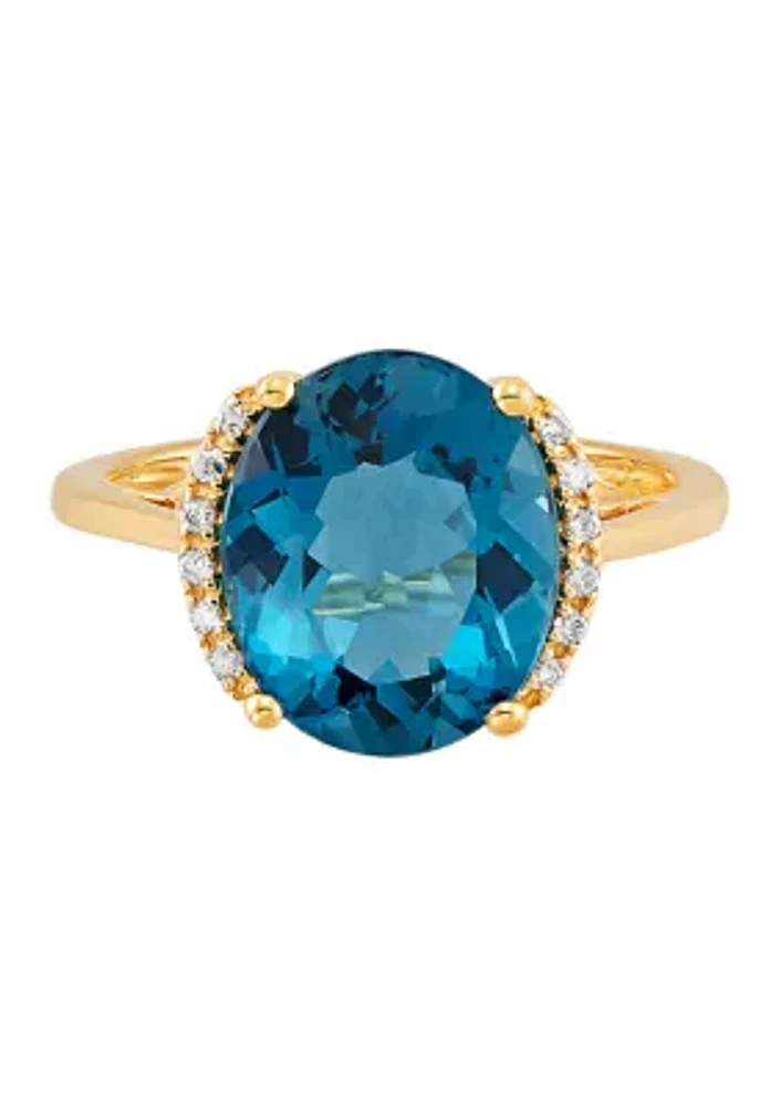 10k London Blue Topaz and Diamond Ring