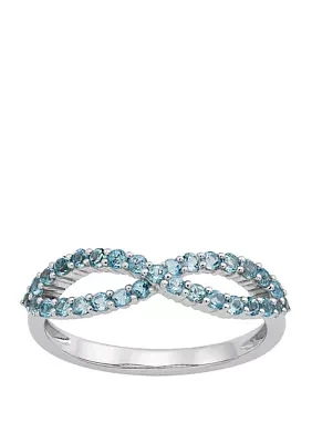 Swiss Blue Topaz Infinity Ring in 10K White Gold