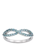 Swiss Blue Topaz Infinity Ring in 10K White Gold