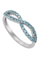 Swiss Blue Topaz Infinity Ring in 10K White Gold