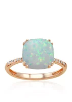 Created Opal and Diamond Ring in 10k Rose Gold