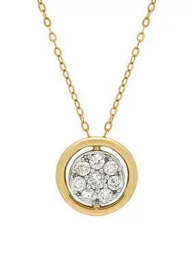 10k Yellow Gold Diamond Circle Pendant Necklace