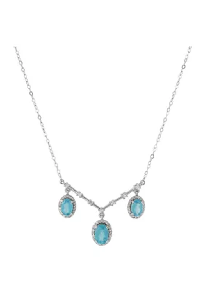 1/10 ct. t.w. Diamond and Apatite Necklace in 10K White Gold