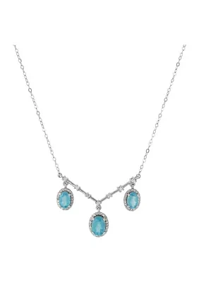 1/10 ct. t.w. Diamond and Apatite Necklace in 10K White Gold