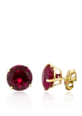 Ruby Stud Earrings in 10K Yellow Gold