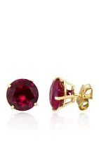 Garnet Stud Earrings in 10K Yellow Gold