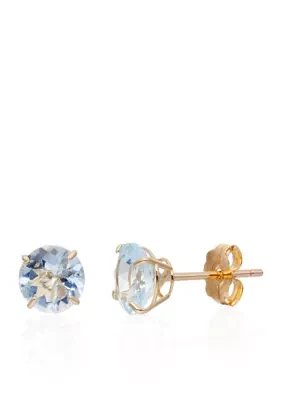 1.4 ct. t.w. Aquamarine Stud Earrings in 10K Yellow Gold