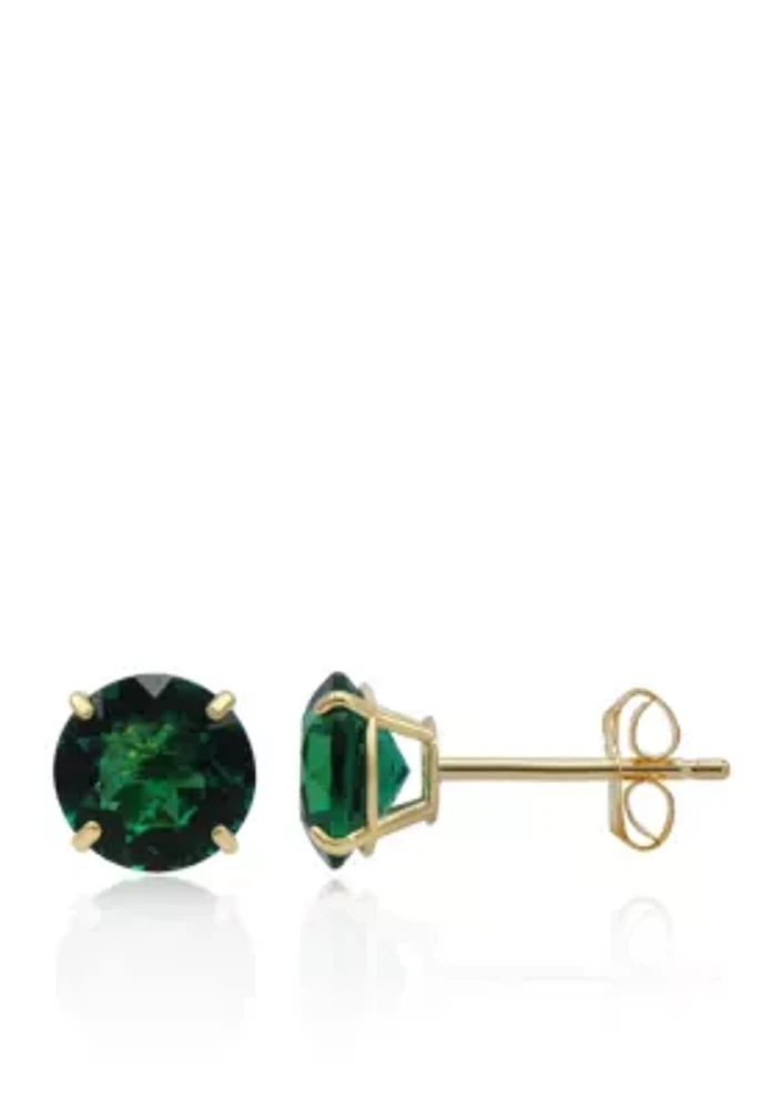 1.5 ct. t.w. Emerald Stud Earrings in 10K Yellow Gold