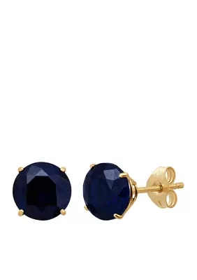 Created Sapphire Earrings in 10k Yellow Gold 