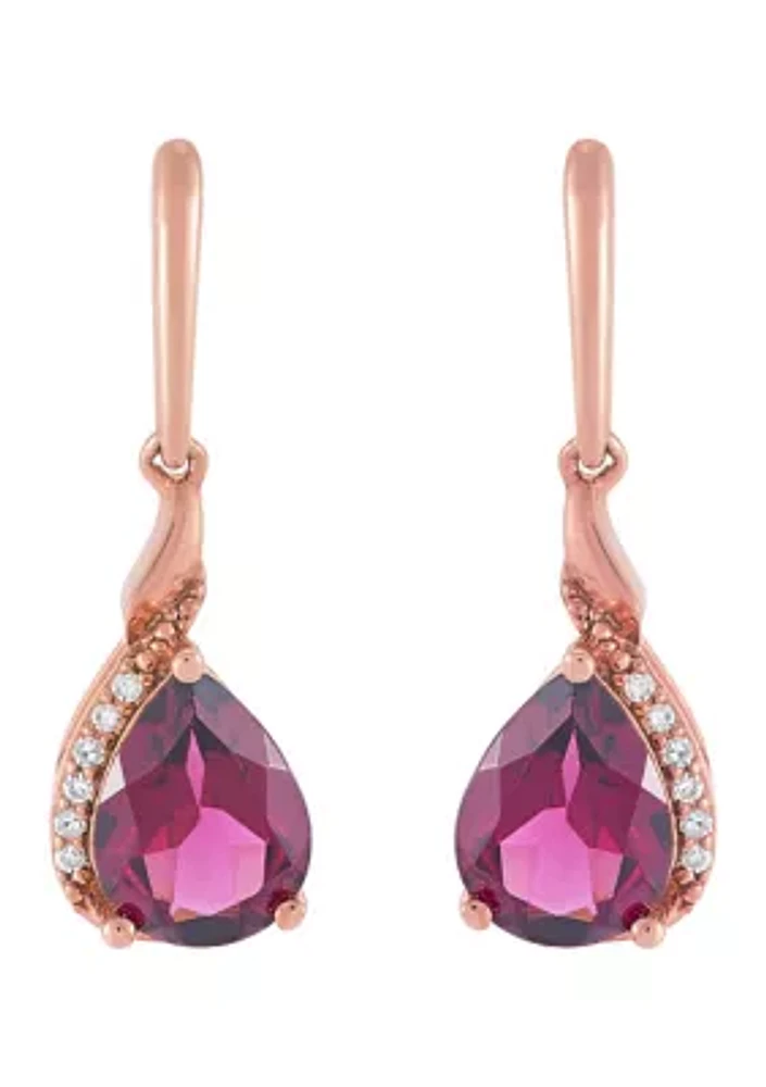 Rhodolite Garnet and Diamond Accent Earring in 10K Rose Gold