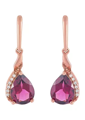 Rhodolite Garnet and Diamond Accent Earring in 10K Rose Gold