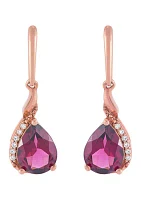 Rhodolite Garnet and Diamond Accent Earring in 10K Rose Gold