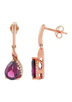 Rhodolite Garnet and Diamond Accent Earring in 10K Rose Gold