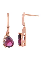 Rhodolite Garnet and Diamond Accent Earring in 10K Rose Gold