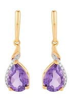 Amethyst and Diamond Accent Earring in 10K Yellow Gold