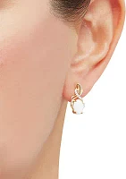 1/10 ct. t.w. Lab-Created Diamond and Opal Earrings in 10K Yellow Gold