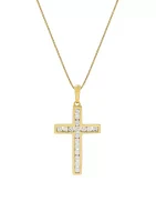 1/4 ct. t.w. Diamond Cross Pendant Necklace in 10k Yellow Gold 