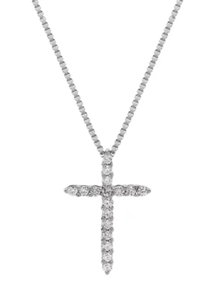 1/4 ct. t.w. Diamond Cross Pendant Necklace in 10k White Gold