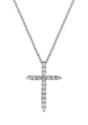 1/4 ct. t.w. Diamond Cross Pendant Necklace in 10k White Gold