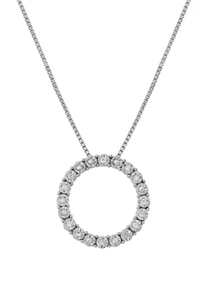 1/10 ct. t.w. Diamond Round Pendant Necklace in Sterling Silver 