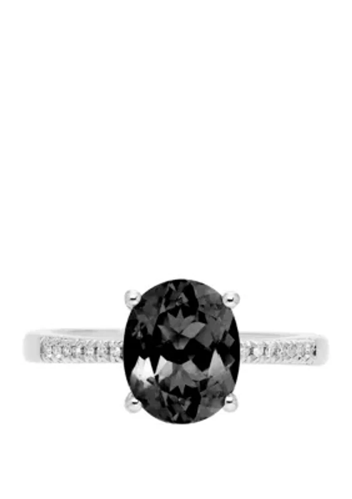 2.2 ct. t.w. Onyx and 0.042 ct. t.w. Diamond Ring in Sterling Silver