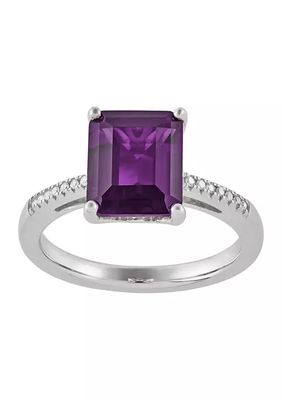 1/10 ct. t.w. Diamond and Amethyst Ring in Sterling Silver