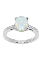 7/8 ct. t.w. Created Opal and 0.042 ct. t.w. Diamond Ring in Sterling Silver