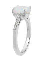 7/8 ct. t.w. Created Opal and 0.042 ct. t.w. Diamond Ring in Sterling Silver