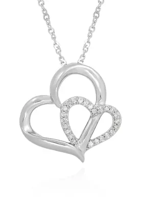 1/10 ct. t.w. Diamond Double Heart Pendant in Sterling Silver