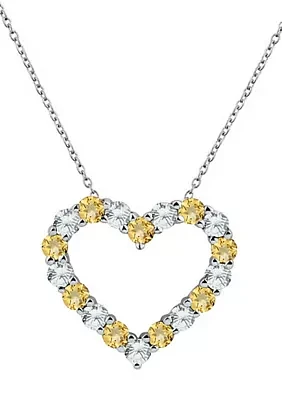 Created Citrine and White Sapphire Heart Pendant Necklace in Sterling Silver