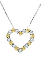 Created Citrine and White Sapphire Heart Pendant Necklace in Sterling Silver