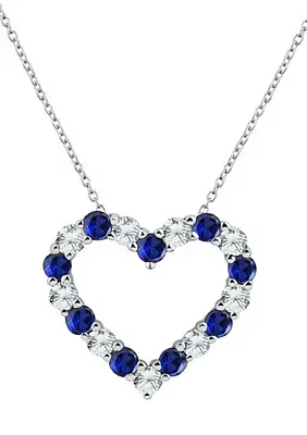 Created Sapphire Heart Pendant Necklace in Sterling Silver