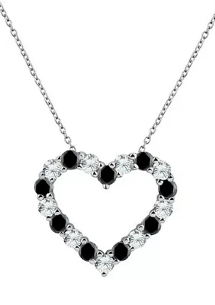 Onyx Heart Pendant Necklace in Sterling Silver