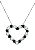 Onyx Heart Pendant Necklace in Sterling Silver