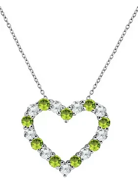 Peridot Heart Pendant Necklace in Sterling Silver