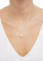 1/10 ct. t.w. Lab-Created Diamond and Opal Pear Shape Pendant Necklace with 18" Rope Chain in Sterling Silver